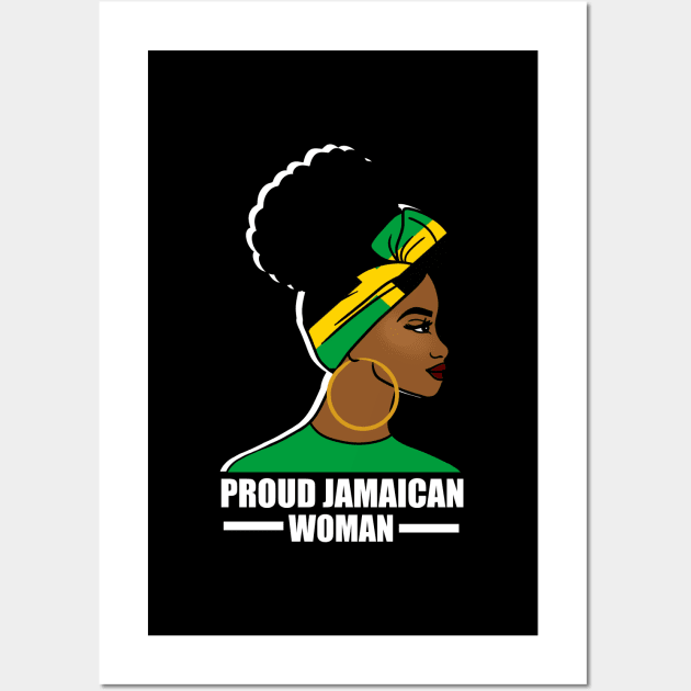 Proud Afro Jamaican Woman, Jamaica Flag Wall Art by dukito